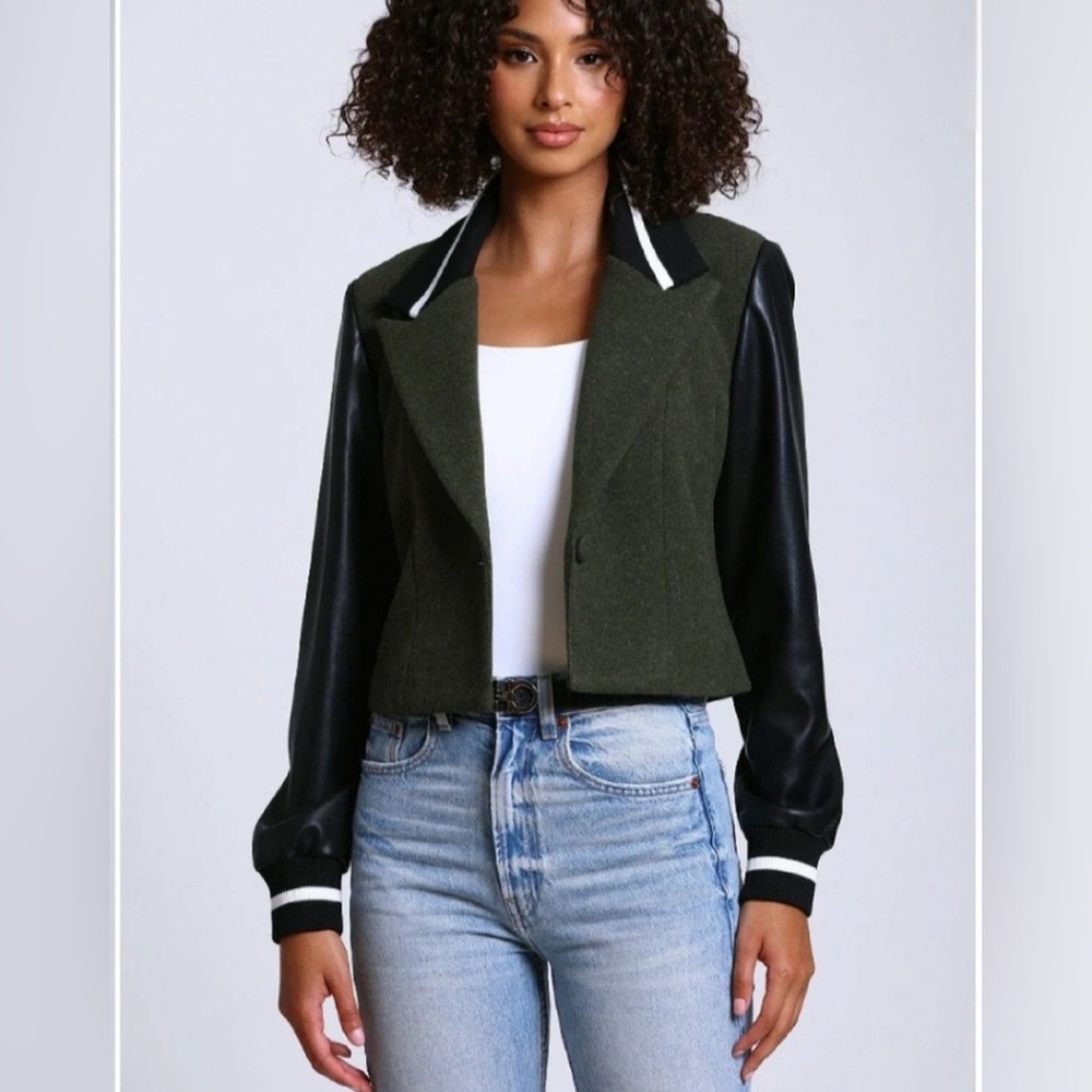 7 For All Mankind Mixed Media Bomber Jacket Size Medium